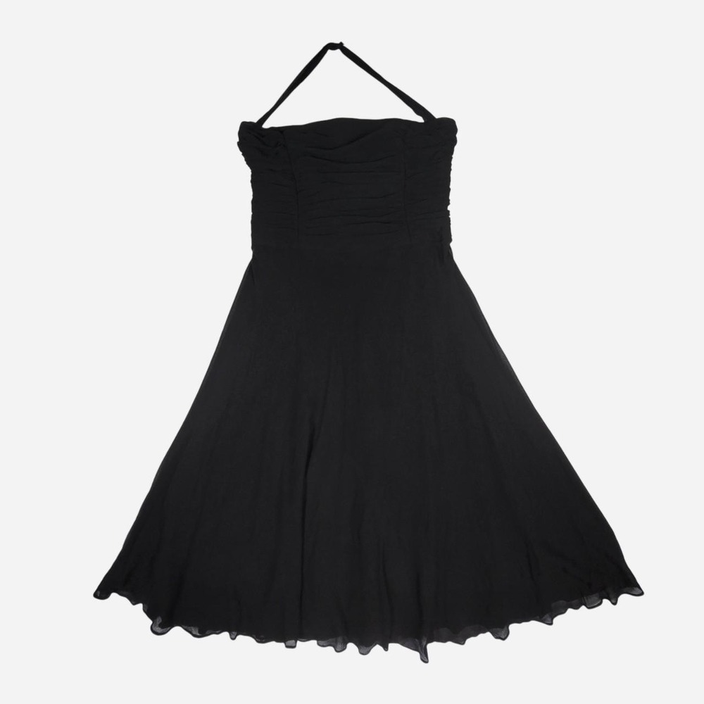 Black silk halter party mini dress / MAGGY LONDON / 6/8 M / formal, evening